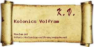 Kolonics Volfram névjegykártya